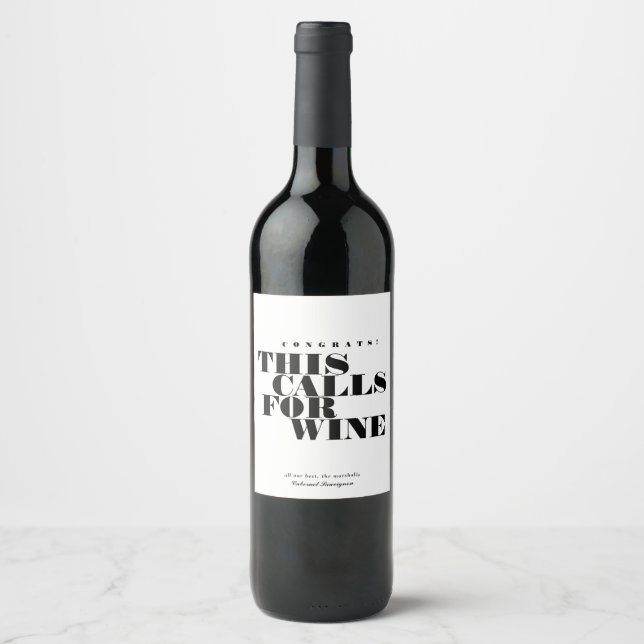Congrats This Calls for Wine | Celebration Wine Label (Front)