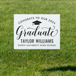 Congrats to Our 2024 Graduate Black Elegant Script Sign