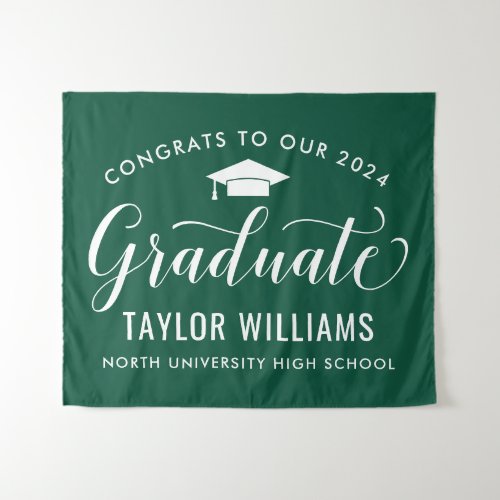 Congrats to Our 2024 Graduate Green Graduation Tapestry