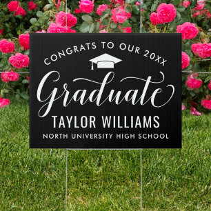 Congrats to Our 2026 Graduate Black Elegant Script Sign