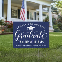 Congrats to Our 2026 Graduate Elegant Script Navy Sign