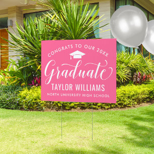 Congrats to Our 2026 Graduate Pink Elegant Script Sign