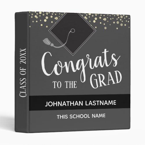 Congrats to Our Grad any Year Custom Name 3 Ring Binder