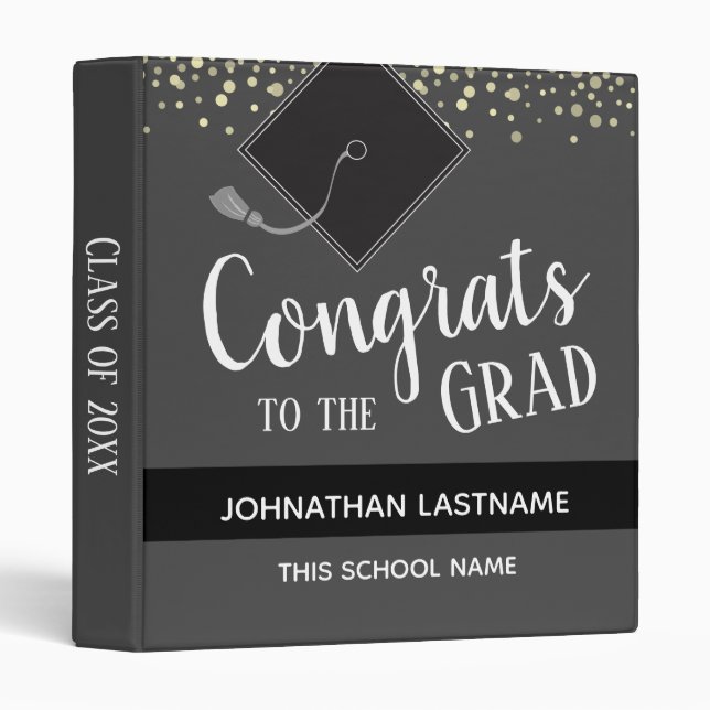 Congrats to Our Grad any Year Custom Name 3 Ring Binder (Front/Spine)