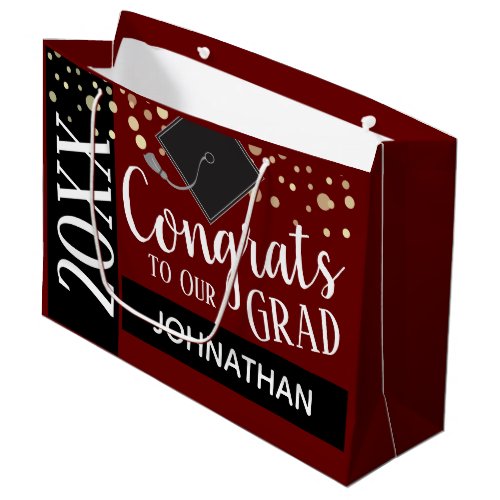 Congrats to Our Grad any Year Custom Name Large Gift Bag