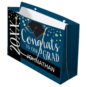 Congrats to Our Grad any Year Custom Name Large Gift Bag
