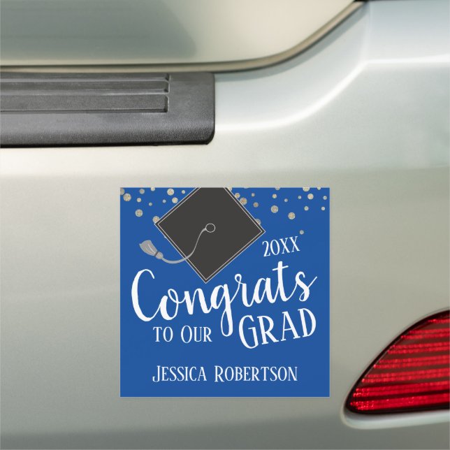 Congrats to Our Grad Class of 2021 blue Car Magnet (In Situ)