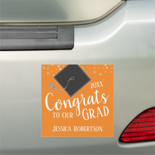Congrats to Our Grad Class of 2021 orange Car Magnet