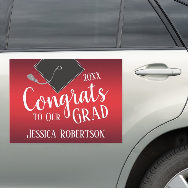 Congrats to Our Grad Class of 2021 Red Car Magnet (In Situ)