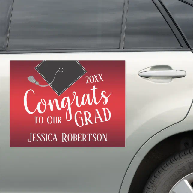 Congrats to Our Grad Class of 2021 Red Car Magnet | Zazzle