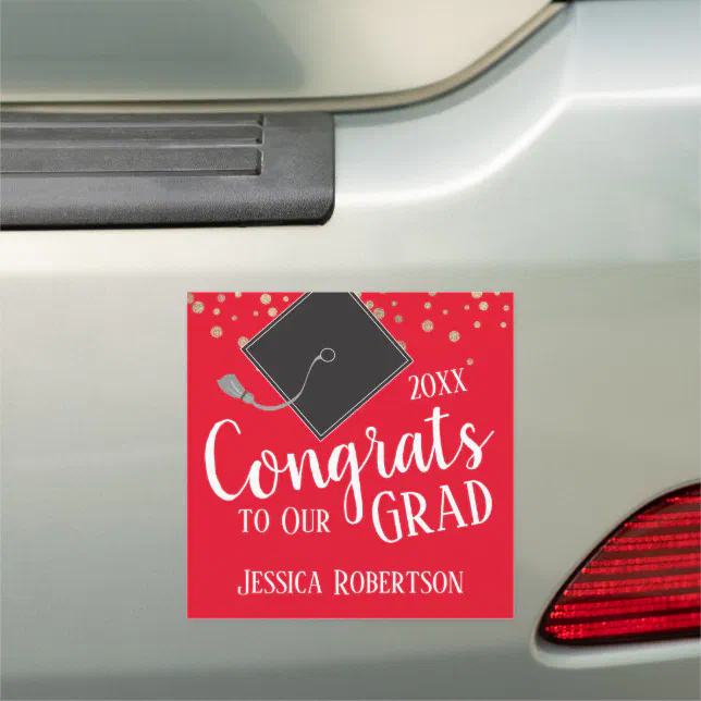 Congrats to Our Grad Class of 2021 Red Car Magnet | Zazzle
