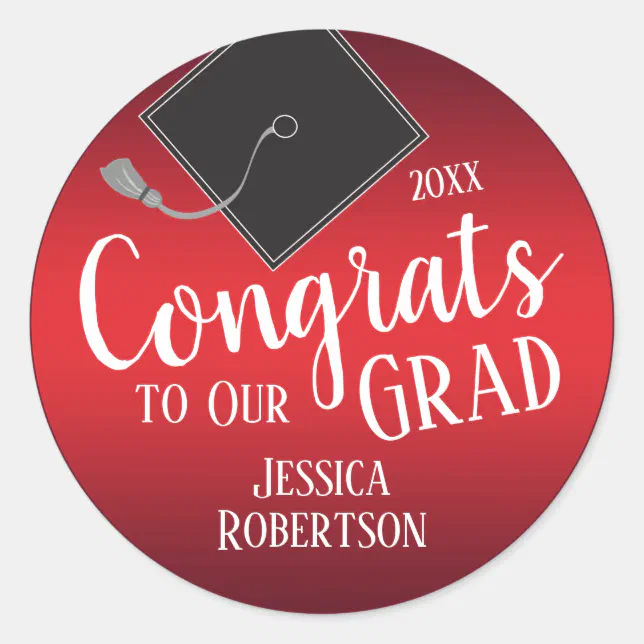 Congrats to Our Grad Class of 2021 Red Classic Round Sticker | Zazzle