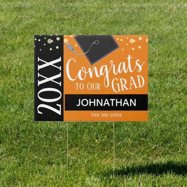 Congrats To Our Grad Class of Yard Sign Orange (Insitu)