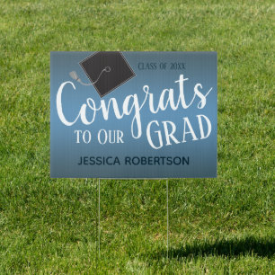 Congrats to Our Grad One Photo Yard Sign Blue