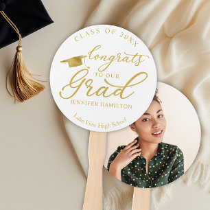 Congrats To Our Grad Simple 1 Photo Graduation Hand Fan