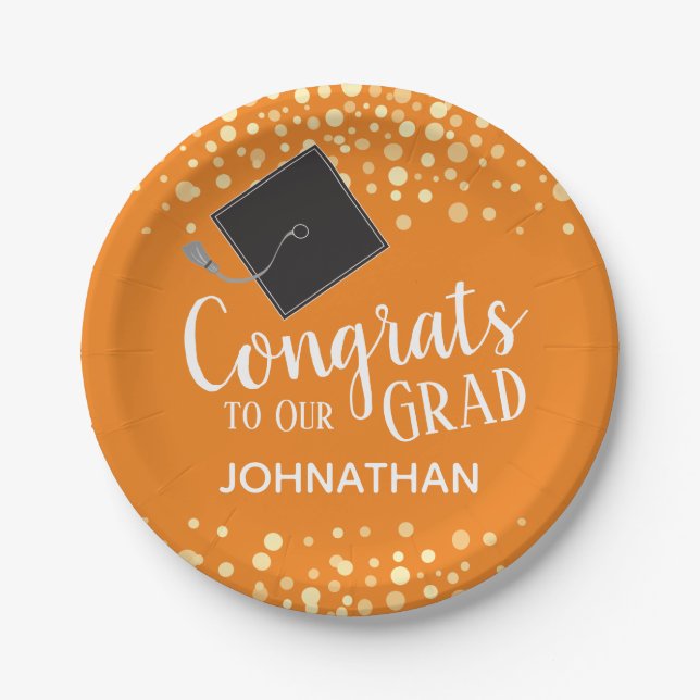 Congrats to Our Grad with Custom Name Paper Plates (Front)