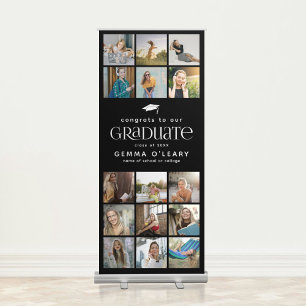 Congrats to our Graduate' 15 Photo Collage Modern Retractable Banner