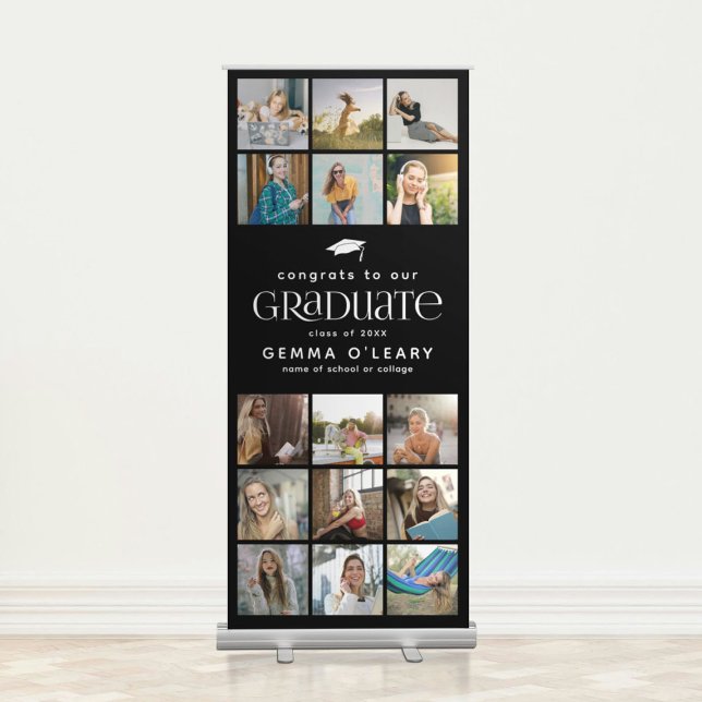 Congrats to our Graduate' 15 Photo Collage Modern Retractable Banner (Creator Uploaded)