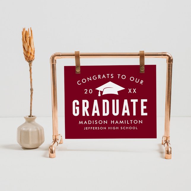 Congrats to our Graduate Burgundy Graduation Party Poster (Creator Uploaded)