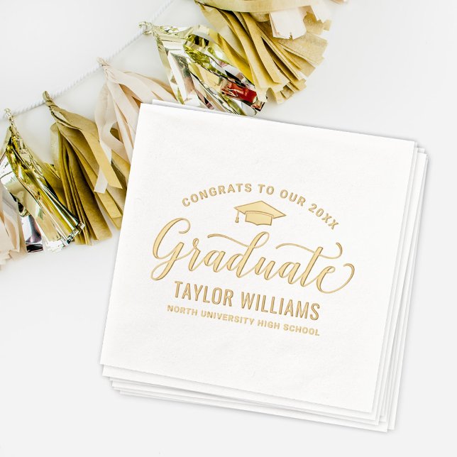 Congrats to Our Graduate Elegant 2026 Gold Foil Napkins (Creator Uploaded)