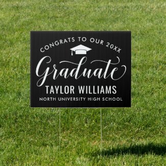 Congrats to our Graduate | Elegant Script Black Sign