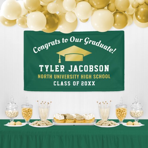 Congrats To Our Graduate Green and Gold Custom Banner