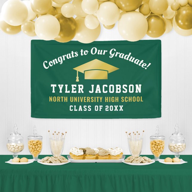 Congrats To Our Graduate Green and Gold Custom Banner (Creator Uploaded)