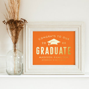 Congrats to our Graduate Orange Graduation Party Foil Prints