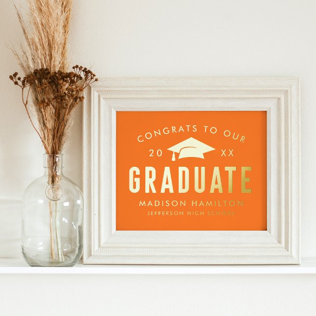Congrats to our Graduate Orange Graduation Party Foil Prints (Creator Uploaded)