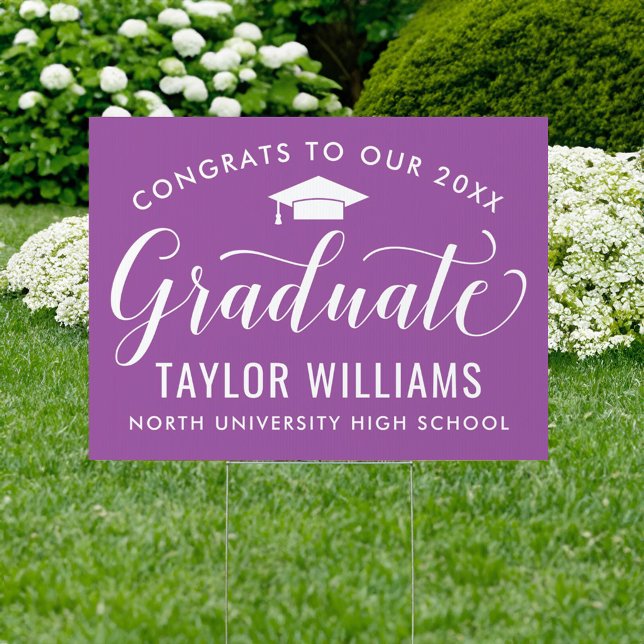 Congrats to Our Graduate Purple Elegant Script Sign (Creator Uploaded)