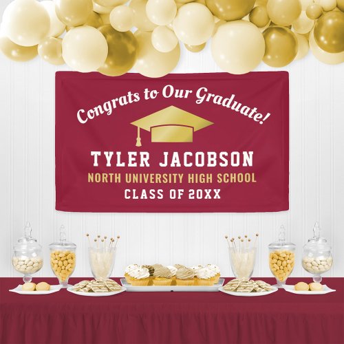 Congrats To Our Graduate Red and Gold Custom Banner