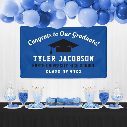 Congrats To Our Graduate Royal Blue Black Custom Banner