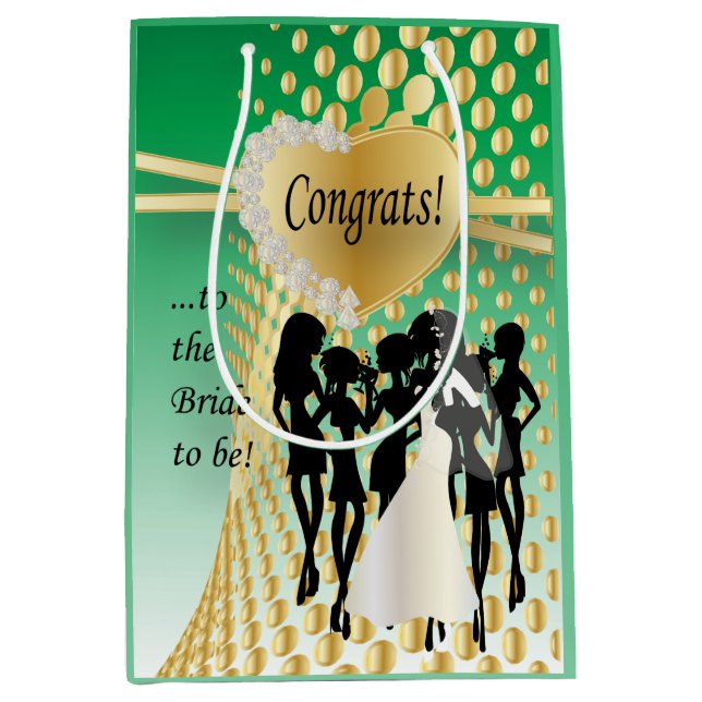 Congrats to the Bride to Be | Green Medium Gift Bag (Front)