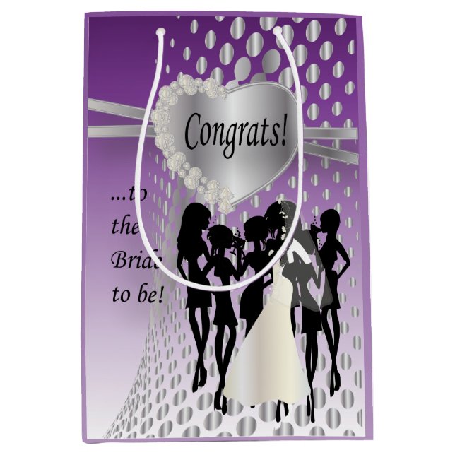 Congrats to the Bride to Be - Purple Medium Gift Bag (Front)