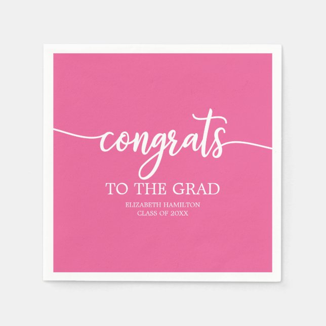 Congrats To The Grad Chic Calligraphy Graduation Napkins (Front)