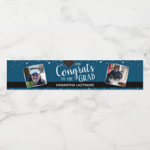 Congrats to the Grad Elegant Silver Photos Water Bottle Label