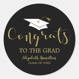 Congrats To The Grad Gold Glitter Chic Graduation Classic Round Sticker