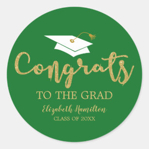 Congrats To The Grad Gold Glitter Chic Graduation Classic Round Sticker