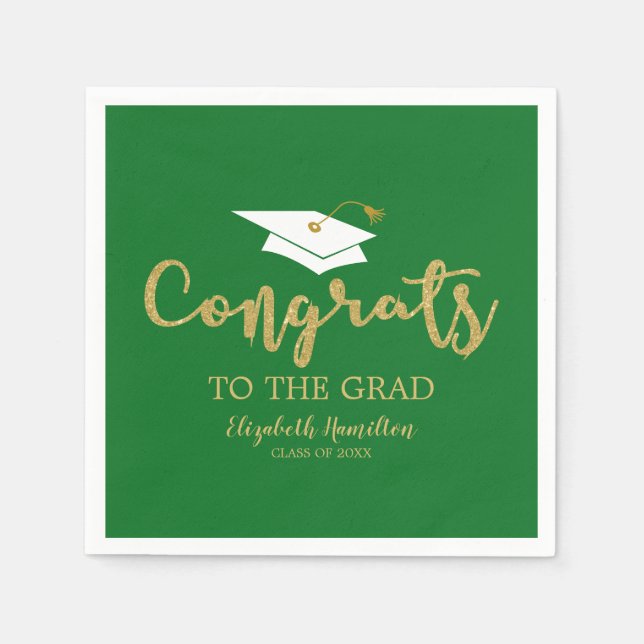 Congrats To The Grad Gold Glitter Graduation Napki Napkins (Front)