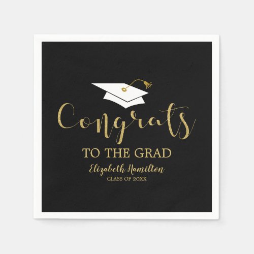 Congrats To The Grad Gold Glitter Graduation Napkins