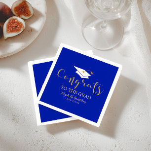 Congrats To The Grad Gold Glitter Graduation Napkins