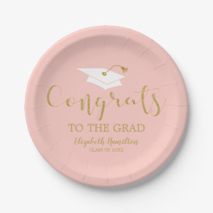 Congrats To The Grad Gold Glitter Graduation Paper Paper Plates