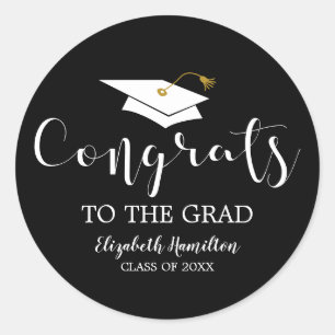 Congrats To The Grad Grad Cap Chic Graduation Classic Round Sticker