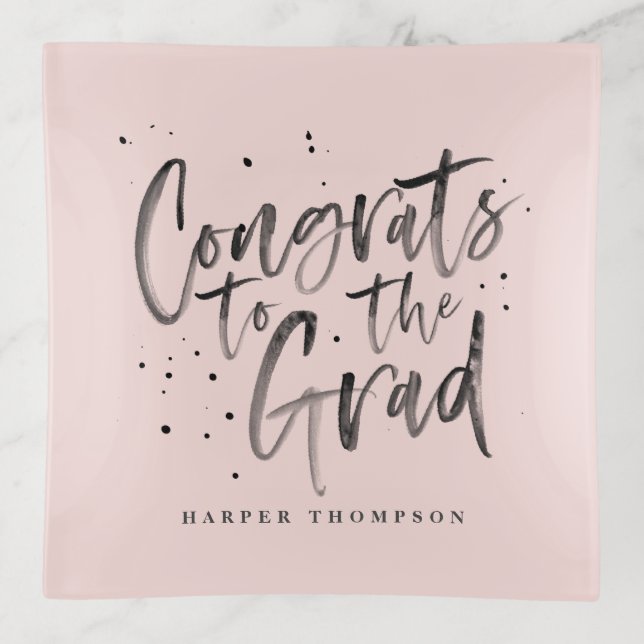 congrats to the grad graduate trinket tray (Front)