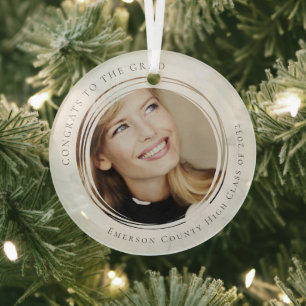 Congrats to the Grad Graduation Photo Glass Ornament