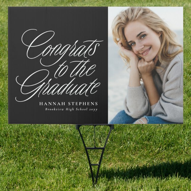Congrats to the graduate black photo graduation sign (Insitu)