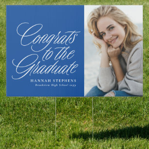 Congrats to the graduate blue photo graduation sign