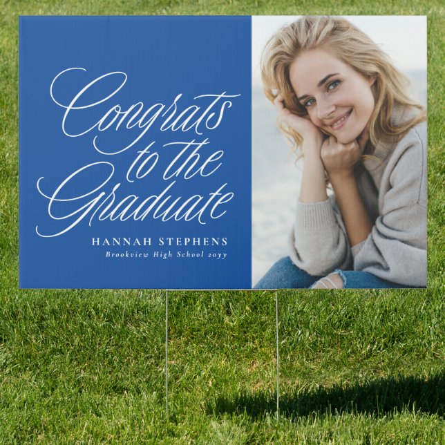 Congrats to the graduate blue photo graduation sign (Insitu)