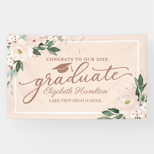 Congrats To The Graduate Blush Floral Grad Party B Banner