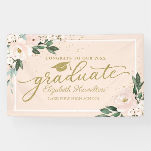 Congrats To The Graduate Blush Floral Grad Party Banner